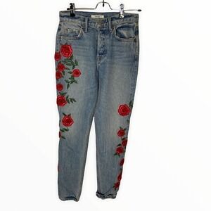 GRLFRND Embroidered karolina Rose High Rise Skinny Jeans 25